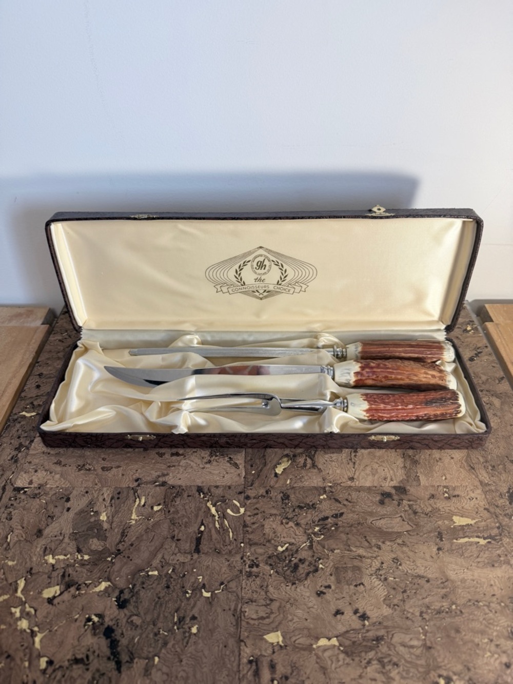 Vintage Antler Horn Carving Knife Set